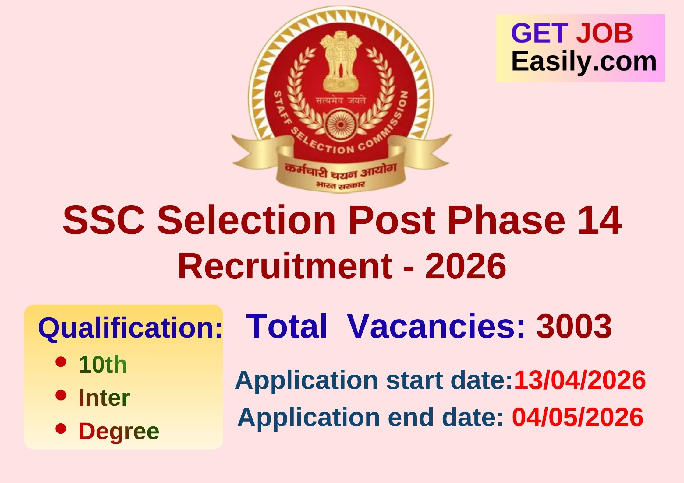 SSC Selection Post Phase 14 2026